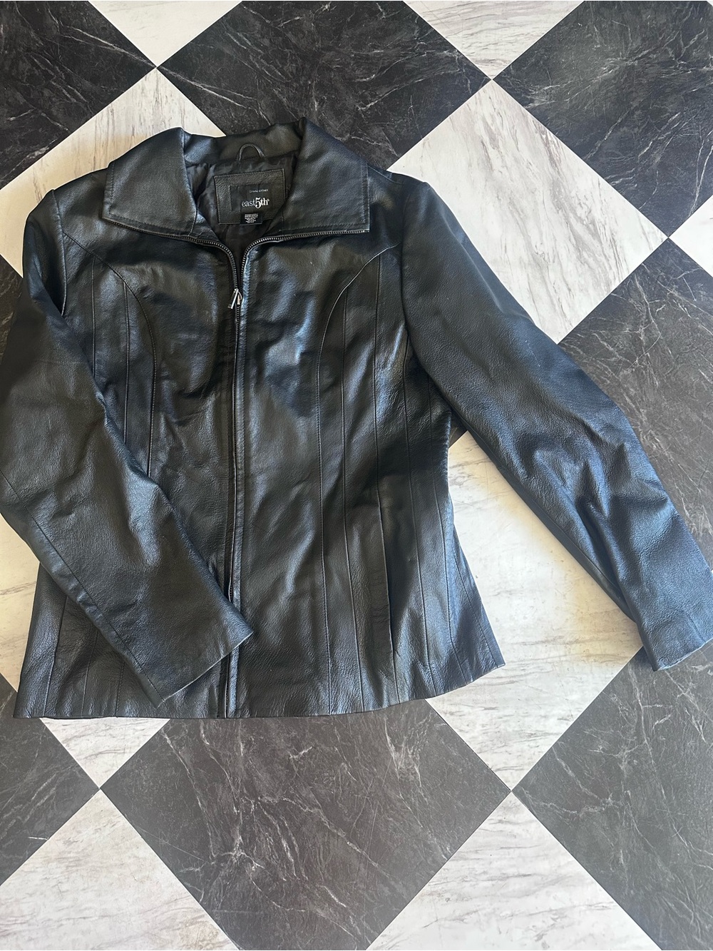 East 5th Women's Black Faux Leather Zip Jacket